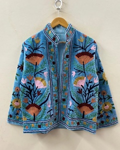 Velvet Floral Suzani Embroidered Jacket Uzbek Folk Festival <b>Coat</b> with Cotton Filling for Bomber Duster Outerwear At Cheap Price - Product Image 3
