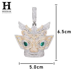 Custom Hip Hop Jewellery Iced Out <b>Mask</b> Pendant Two Tone Gold Dragon <b>Mask</b> Green Emerald <b>Eyes</b> Charm Necklace for Men - Product Image 4
