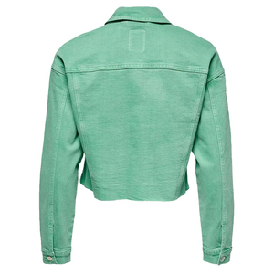 Chaqueta vaquera corta para mujer, color azul sólido, nueva llegada, tela de algodón de alta calidad, con botones. - Product Image 2