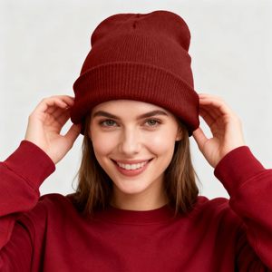 Gorro de Invierno Clásico de Acrílico, Gorro Personalizado con Puño Tejido y Logotipo Bordado, Gorra Unisex Lisa para Marcas Mayoristas, Adultos 56-58CM - Product Image 2