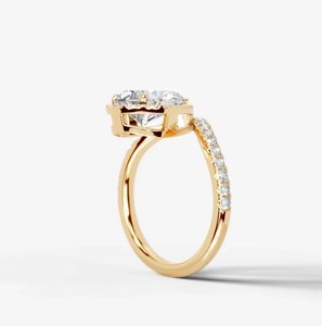 Anillo de Moissanita en Plata de Ley 925 con Baño de Oro Amarillo, Corte Pera, Anillo de Compromiso Clásico Solitario, para Novia, Boda, Fiesta, de Lujo - Product Image 3
