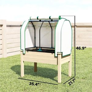 Outdoor Flowerpot <b>Box</b> Elevated Planting <b>Bed</b> Natural <b>Wood</b> Greenhouse for Garden Use - Product Image 6