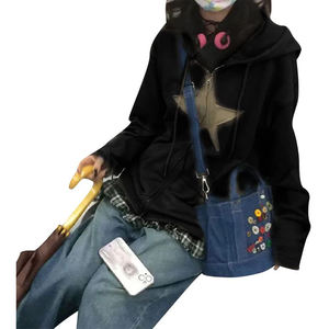 Sudadera con capucha y cremallera para hombre, con cordón ajustable, forro polar suave, corte holgado - Product Image 2