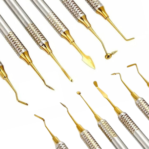 6 spatules dentaires en acier inoxydable plaqué titane doré, à double extrémité, pour composites et resines, instruments de restauration manuels - Product Image 6