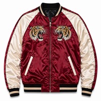Dravelle Industry – Nouvelle veste Sukajan unisexe en laine brodée, réversible, coupe-vent, avec patchwork tigre, pour l'hiver, style Yokosuka