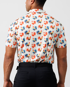Camisa de Manga Corta para Hombre con Estampado de Gallo, Tejido de Punto Casual, Antiarrugas, Spandex/Poliéster, Corte Regular - Product Image 6