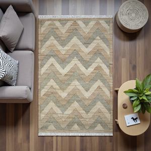 Tapis en jute abstrait moderne fait main, tissage plat en fibres naturelles, écologique, pour salon - Product Image 2