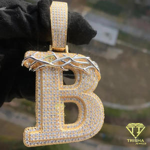 Iced Out " S " Letter Pendant Lab Grown Diamond <b>Crown</b> Of Thorns Hip Hop Necklace Bling Chain Luxury Jewelry Gift - Product Image 2