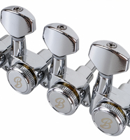 BBSTONE Korean made Locking Guitar Tuners, 6 Inline, 20:1 Gear Ratio, Vintage Style Chrome