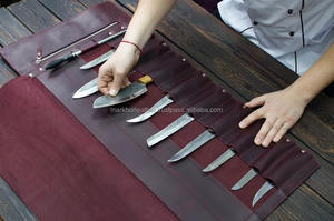 Étui de rangement professionnel pour couteaux en cuir pleine fleur de luxe, résistant aux odeurs, pour chef, LBKR-0054 - Product Image 6