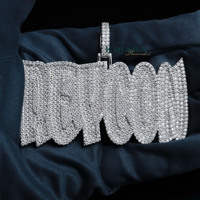Pendentif Lettre en Moissanite, Argent 925 Plaqué Or 14 carats, Style Hip Hop de Luxe, Breloque Thème Unisexe pour Usage Quotidien