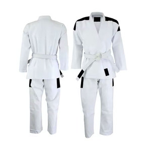 Kimono de judo rouge unisexe pour adulte, 100 % coton, durable, vêtement d'arts martiaux, coupe classique, teint uni, avec ceinture noire - Product Image 5