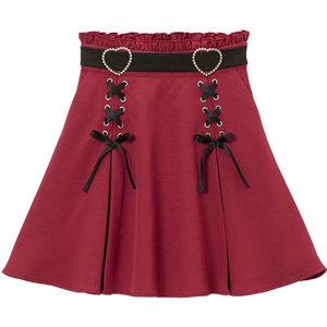 Cute Girls Heart <b>Rings</b> High Waisted Mini Skirt Women Gothic Lace-up A-line Streetwear Short Fashion Skirt - Product Image 3