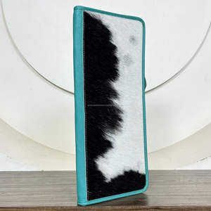 Nouveauté 2026 : Organisateur de bijoux en cuir de vachette de haute qualité, étui de voyage de luxe en cuir turquoise avec fermeture éclair longue style western - Product Image 4