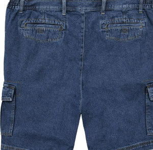 Men's Denim Cargo Shorts Mid Waist Button Fly Solid Color Casual Breathable Woven Cotton Bermuda Length - Product Image 4