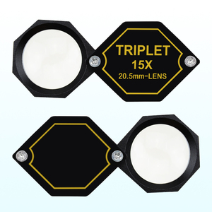 15x Hexagonal Jewelry Loupe Magnifier 20.5mm Triplet Lens Design Magnification Loupe <b>Black</b> <b>Frame</b> Metal (Aluminum) - Product Image 3