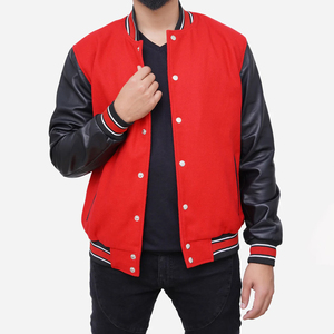 แจ็คเก็ตวาร์ซิตี้ขนสัตว์ OEM ปักโลโก้ตามสั่ง แขนหนัง แจ็คเก็ตเบสบอล Letterman Varsity สำหรับผู้ชาย - Product Image 6