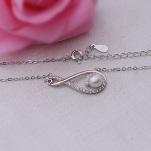 จี้เงินแท้ S925 สำหรับผู้หญิง พร้อมไข่มุก 6-6.5 มม. ชุดจี้เปล่า สร้อยคอแฟชั่น สร้อยไหปลาร้า อุปกรณ์ทำเครื่องประดับ DIY - Product Image 3