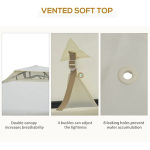 Gazebo a 2 livelli bianco crema 9,6x9,6 con tetto ventilato, rete e fori di drenaggio, zanzariera per feste in patio, ville/cortili - Product Image 5