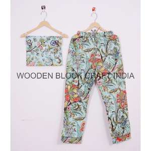 ชุดนอนผ้าฝ้ายเนื้อนุ่มพิมพ์ลายดอกไม้ด้วยมือ ชุดนอนแขนยาวสำหรับผู้หญิง ใส่สบายๆ ในช่วงฤดูร้อน เหมาะสำหรับใช้ในชีวิตประจำวัน - Product Image 3