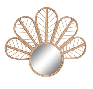 Miroir mural en rotin tressé à la main, style feuille de ventilateur, pour chambre d'enfant, décoration naturelle en osier, export - Product Image 4