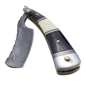 Damascus Steel Straight Razor Real <b>Bone</b> <b>Handle</b> Hand Forged Barber Shaving <b>Knife</b> Classic Cut Throat Razor Men Grooming Gift - Product Image 3