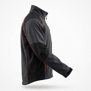 Haut de sport actif industriel à col montant et fermeture éclair intégrale, coupe-vent, en softshell, avec garniture orange charbon, pour activités de plein air - Product Image 4