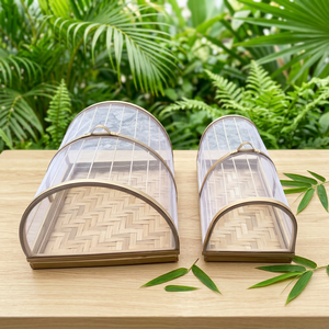 Cubierta de bambú vietnamita para alimentos, tipo tienda de campaña, con bandeja, hecha a mano, ecológica, protector de alimentos para cocina, ¡la más vendida! - Product Image 5