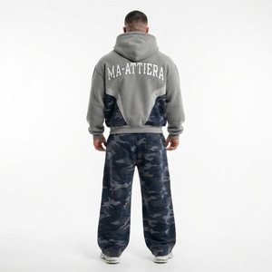 Conjunto de Sudadera con Capucha y Pantalones Deportivos de Camuflaje Gris Azulado para Hombre, Corte Holgado, Estilo Urbano, Personalizable OEM ODM, Venta al Por Mayor - Product Image 2
