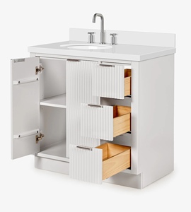 Meuble de salle de bain Phoebe 37 pouces avec vasque décalée à gauche, directement de l'usine, fabriqué au Vietnam - Product Image 4