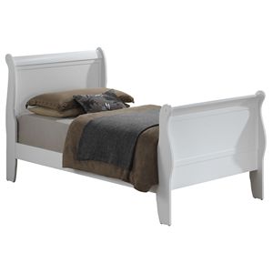 Affascinante Letto Singolo in Legno Tradizionale in Bianco Puro - Product Image 1