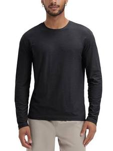 T-shirt athlétique à manches longues col rond pour homme STELLAR, grandes tailles, en tissu velours côtelé respirant, coupe classique, 180g, patchwork - Product Image 1