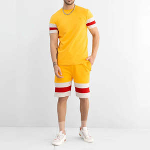 Conjunto Deportivo de Algodón Personalizado al por Mayor, Traje de 2 Piezas con Pantalones Cortos, Camiseta y Pantalones Cortos de Verano para Hombre - Product Image 3