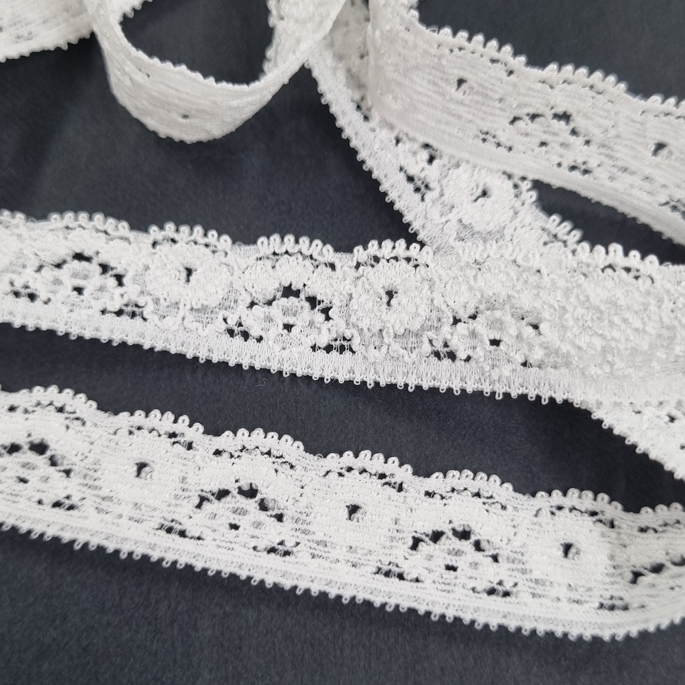 Floral Lace Fabric Spandex/Nylon 1.5cm Narrow Scalloped Edge Stretch Lightweight Clothes Underwear Dress Premium Korean Quality