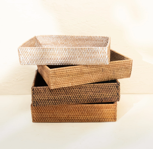 Bandeja de ratán estilo boho con precio de mayoreo, color y diseño personalizables, para sala de estar, dormitorio, habitación de invitados, bandeja para servir café. - Product Image 1