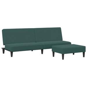 Divano Letto a 2 Posti in Velluto Verde Scuro 100% Poliestere con Struttura in Legno e Plastica - Product Image 2
