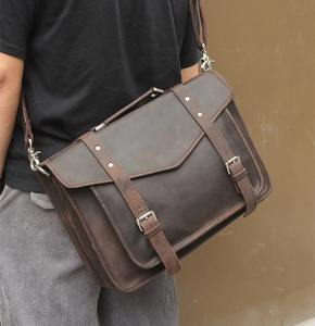 Porte-documents en cuir véritable Crazy Horse pour homme, sac pour ordinateur portable 15 pouces, porte-documents en cuir, sac de bureau pour homme LLB-0384 - Product Image 4