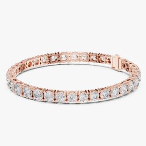 Pulsera de tenis chapada en oro rosa con diamantes de talla brillante redonda y engaste de puntas, joyería clásica de boda para mujer - Product Image 1