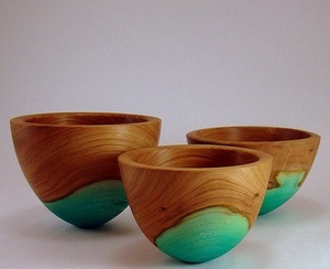 Tazón de Resina Epoxi Premium y Madera de Acacia con Acabado Brillante, Textura Rústica, Libre de BPA, para Servir y Decorar en Cocinas Modernas - Product Image 1