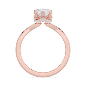 Anillo de compromiso Visionary de oro rosa de 10 quilates con diamantes cultivados en laboratorio de corte marquesa y redondo, 2.21 quilates en total, solitario premium para boda nupcial - Product Image 2