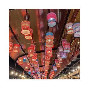 Hmong Brocade Lantern Wholesale Handmade Vietnamese Ethnic Lantern Cheap Boho Hanging Lamp Asian Textile Decor Vibe Lantern - Product Image 5