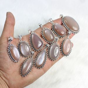 Colgantes de Piedra Lunar Natural al por Mayor, de Plata de Ley 925, con Borde de Cuentas, Ovalados y en Forma de Lágrima, Joyería a Granel, Colgantes de Gemas Hechos a Mano - Product Image 5