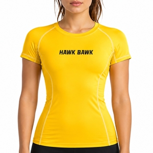 Vêtements de sport pour femmes, Rash Guard à manches courtes, T-shirt de compression, extensible, respirant, séchage rapide, léger, flexible, doux - Product Image 1