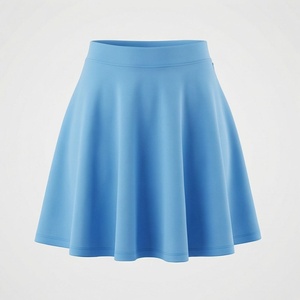 Jupe courte trapèze plissée unie pour femme, taille élastique, décontractée, respirante, en Spandex et Polyester, toutes saisons - Product Image 1