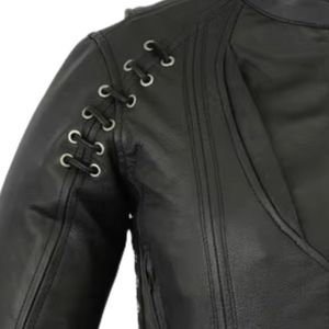 Chaqueta de Motociclista Clásica de Cuero para Hombre con Mangas Acolchadas, Cierre de Cremallera Asimétrico, Cuello Solapa y Múltiples Bolsillos - Product Image 3
