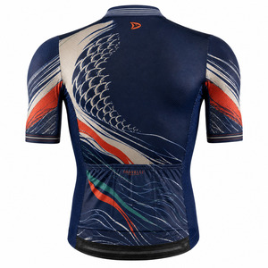 Maillot de cyclisme personnalisé à sublimation, manches courtes, coupe de course, avec empiècements latéraux en mesh et poches de rangement arrière - Product Image 3