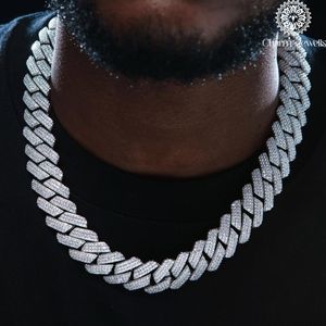 Collier pour homme en moissanite Charm Jewels, coupe brillante, chaîne à maillons, plaqué or 14 carats, argent 925, perle d'eau douce, certifié IGI, style hip-hop - Product Image 1