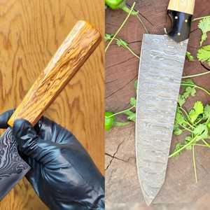 ชุดมีดสแตนเลสอเนกประสงค์8นิ้วทำด้วยมือด้ามไม้มีดเชฟมืออาชีพแบบสั้นมีดทำครัวขายส่ง - Product Image 1