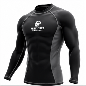Rashguards pour hommes en tissu polyester/nylon respirant à séchage rapide, logo personnalisable, manches courtes, rashguard MMA, t-shirt de compression - Product Image 3