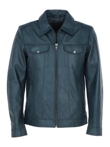 เสื้อแจ็คเก็ตหนังบอมเบอร์สีน้ำเงินสำหรับผู้ชาย รุ่นเดชอน - Product Image 1